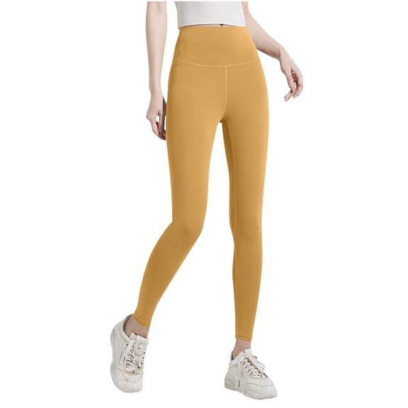 AINIYS Women's High-Waisted Full-Length Yoga Leggings Stretchable Performance Trousers for Fitness Daily Wear Gym Activities Gold XXL