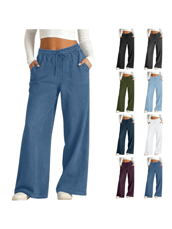 Women's High Waisted Wide Leg Leggings Pull On Elastic Waist Breathable Pants for Casual Streetwear Army Green XL