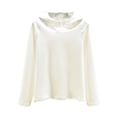 thumbnail image 1 of AINIYS Women's Hooded Long Sleeve Thermal Top Raglan Sleeve Soft Warm Winter & Daily Wear Essential Layering Shirt for Office Lounging White L, 1 of 5
