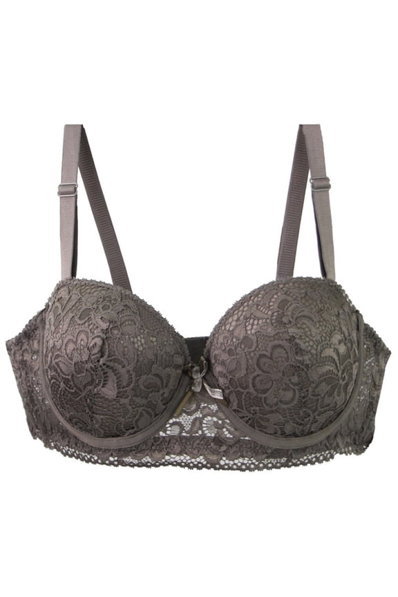 Women's Lace Push Up Bra Underwire Padded Support Full Coverage Lift Adjustable Strap Everyday Bra Army Green 80B