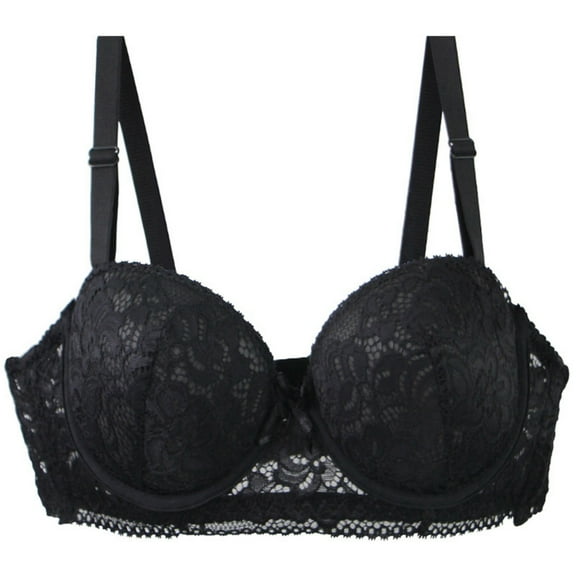AINIYS Women's Lace Push Up Bra Underwire Padded Support Full Coverage Lift Adjustable Strap Everyday Bra Black 75B