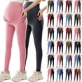 thumbnail image 1 of AINIYS Women's Maternity High Waisted Leggings Soft Stretch Tummy Support Pants for Daily Wear Yoga Errands Army Green L, 1 of 7