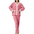 thumbnail image 1 of AINIYS Women's Plush Fleece Pajama Set 2 Piece for Women Cozy Warm Winter Loungewear Fuzzy Fleece Loungewearwear with Pocket Pink Free Size, 1 of 6