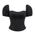 thumbnail image 1 of AINIYS Women's Puff Sleeve Square Neck Corset Bustier Slimming Shapewear Waist Cincher for Party Club Evening Casual Occasions Black L, 1 of 8