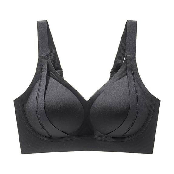 AINIYS Women's Saggy Breast Bras Push Up Seamless Wireless Full Coverage Bralettes No Underwire Everyday Bra Black L