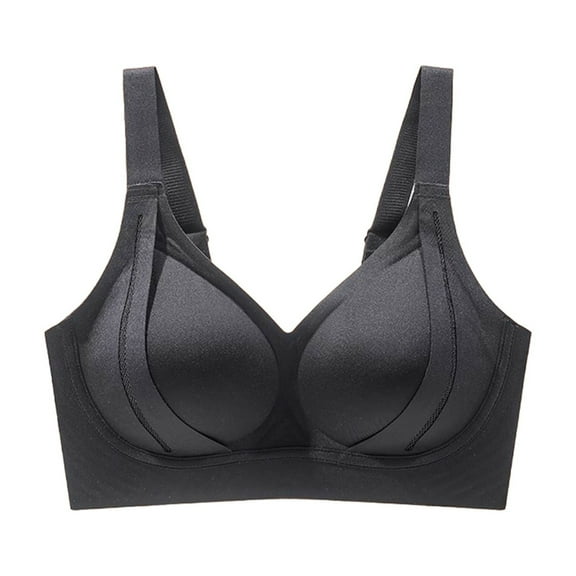 AINIYS Women's Saggy Breast Bras Push Up Seamless Wireless Full Coverage Bralettes No Underwire Everyday Bra Black M