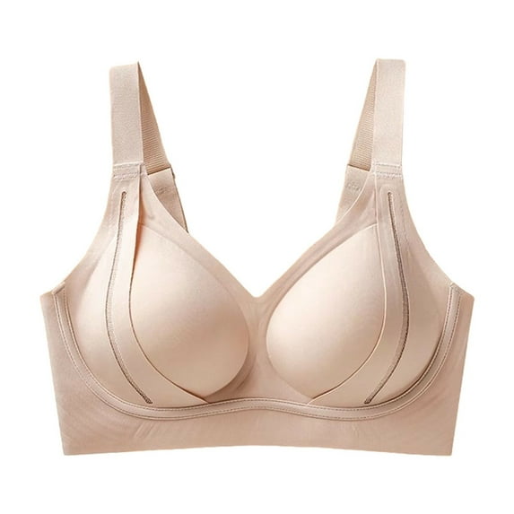 AINIYS Women's Saggy Breast Bras Push Up Seamless Wireless Full Coverage Bralettes No Underwire Everyday Bra Khaki XXL