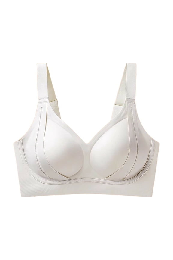 Women's Saggy Breast Bras Push Up Seamless Wireless Full Coverage Bralettes No Underwire Everyday Bra White M