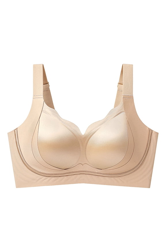 Women's Saggy Breast Support Adjustment Bras Push Up Seamless Wireless Full Coverage Bralettes No Underwire Everyday Bra Beige M