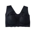 thumbnail image 1 of AINIYS Women's Seamless Appliquéd Lace Front Closure Gathered Full-Cup Lift and Support Push-Up Bra Wide Straps Cleavage Bra Breathable Everyday Bras Plus Size Easy Off Bra with Wide Straps Black S, 1 of 3