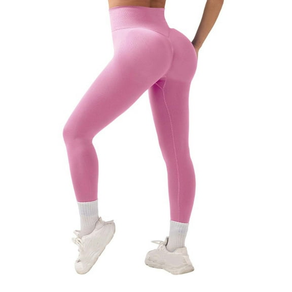 AINIYS Women's Seamless Workout Leggings Fleece Warm High Waist Hidden Scrunch Butt Lifting Athletic Yoga Pants Pink M