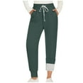 thumbnail image 1 of AINIYS Women's Sherpa Lined Sweatpants Winter Warm Fleece Casual Pants Insulated Comfy High Waisted Thermal Athletic Joggers with Pockets Navy L, 1 of 3