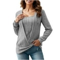 thumbnail image 1 of AINIYS Women's Surplice V-Neck Rib-Knit Layered-Look Sweater Stylish Basic Layering Casual Daily Wear Blouse Gray M, 1 of 9
