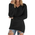 thumbnail image 1 of AINIYS Women's V-Neck Fuzzy Knit Sweater Long Sleeve Tunic Tops Casual Daily Wear Basic Layering Pullover Black M, 1 of 7