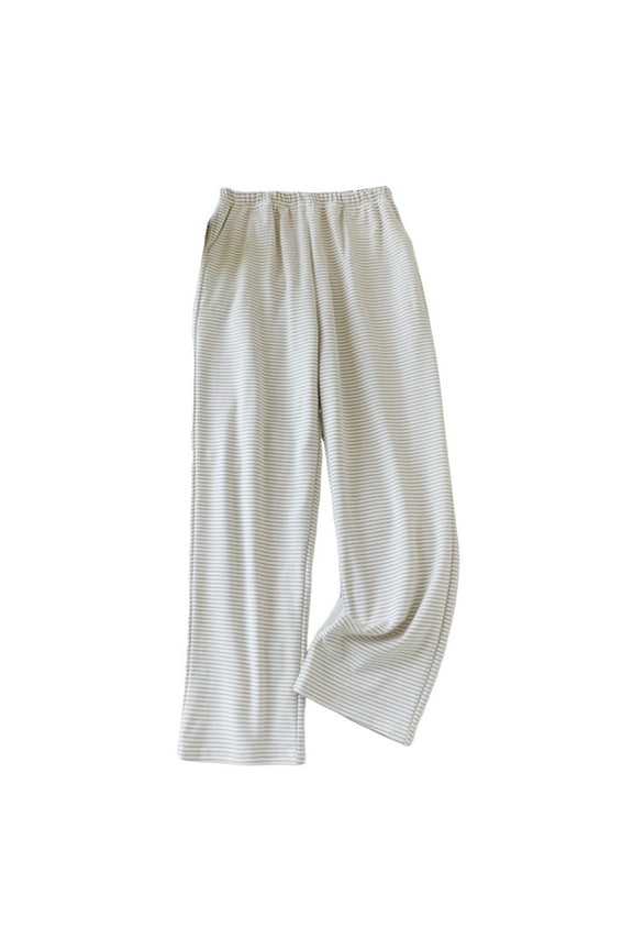 Women's Warm Velvet Pants Cozy Long Sleep Trousers Soft Knitted Fabric Comfortable Homewear Casual Pajamas for Fall Winter Lounging and Leisure Beige XL