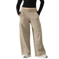 thumbnail image 1 of AINIYS Women's Wide Leg Cargo Pants Drawstring Pocket Trousers for Casual Street Daily Wear Beige L, 1 of 7