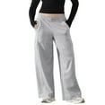 thumbnail image 1 of AINIYS Women's Wide Leg Cargo Pants Drawstring Pocket Trousers for Casual Street Daily Wear Gray S, 1 of 7