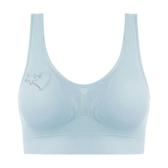 AINIYS Women's Wireless Seamless Soft Cup Bra Cleavage Bra Wide Straps Sports Yoga Bra Bralette Lift and Support Push-Up Bra No Underwire T-Shirt Bra Breathable Everyday Bras Light Blue XXXXL