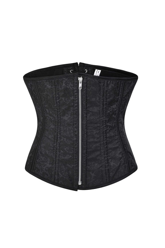 Women's Zip-Front Embroidered Waist Cincher Vintage Shapewear Waist Trainer for Party Club Evening Formal Occasions Black XXXL
