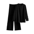 thumbnail image 1 of AINIYS Womens 2 Piece Outfits Oversized Knit Sweater Set Wide Leg Pant Cozy Loungewear Matching Sets 2025 Trendy Clothes Black Free Size, 1 of 3