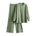 thumbnail image 1 of AINIYS Womens 2 Piece Outfits Oversized Knit Sweater Set Wide Leg Pant Cozy Loungewear Matching Sets 2025 Trendy Clothes Green Free Size, 1 of 3