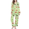 thumbnail image 1 of AINIYS Womens Christmas Pajamas Sets 2 Piece V Neck Loungewear Sets Comfy Long Sleeve Matching Pants Xmas Outfits with Pocket Green XXL, 1 of 7