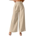 thumbnail image 1 of AINIYS Womens High Waist Drape Wide Leg Trousers Casual Pants Soft Summer Wear Suit for Daily Work Vacation Formal Occasion Khaki L, 1 of 9