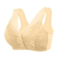 thumbnail image 1 of AINIYS Womens Lace Front Buttoned Bra Soft Full Coverage Breathable Wide Non-Adjustable Strap Bra Support Underwear Khaki XXL, 1 of 6