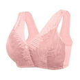 thumbnail image 1 of AINIYS Womens Lace Front Buttoned Bra Soft Full Coverage Breathable Wide Non-Adjustable Strap Bra Support Underwear Pink XXL, 1 of 6