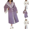 thumbnail image 1 of AINIYS Womens Long Velvet Bathrobe Solid Color Lace Hooded Flannel Robe Cozy Winter Sleepwear Loose Thick Warm Homewear White XL, 1 of 8