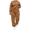 thumbnail image 1 of AINIYS Womens Oversized Sweatsuits 2 Piece Set Outfits Crewneck Long Sleeve Sweatshirts and Wide Pants Tracksuits Brown XXXXL, 1 of 7