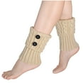 thumbnail image 1 of AINIYS Wool Socks Knit Socks Winter Ankle Covers Knitted Button Decor Elastic Sports Leg Warmers Boot Covers Beige Free Size, 1 of 4
