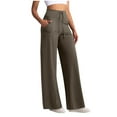 thumbnail image 1 of AINIYS Yoga Pants Womens High Waisted Drawstring Wide Leg Pants with Pockets Yoga Soft Comfy Casual Sweatpants Brown L, 1 of 4