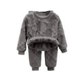 thumbnail image 1 of AINIYSKids Boys and Girls Outfit Sweatsuit Cute Fleece Pullover and Pants Pajamas Set Winter Warm Clothes 2 Piece Dark Gray 6-7Years, 1 of 4