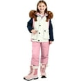 thumbnail image 1 of AINIYSKids Snow Jacket And Pant 2Pcs Boys Girls Snowsuit Winter Warm Clothes Snow Bib Outfits Pink 3-4Years, 1 of 4