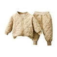 thumbnail image 1 of AINIYSLittle Boys Warm Outfits Fall Winter Full Zip up Sweatshirt Crewneck Coat and Thickening Pants 2-Piece Sweatsuit Set Khaki 1 Years, 1 of 3
