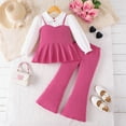 thumbnail image 1 of AINIYSLittle Girls 2 Piece Outfits Joint Shirt Dress Top and Flared Pants Set Kids Cute Pullover Fall Outfits Set Hot Pink 3 Years, 1 of 9
