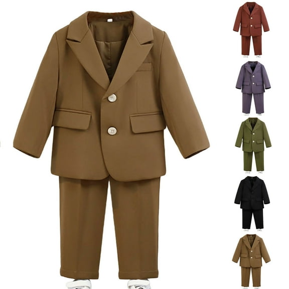 AINIYSSuits for Little Boys Formal Suit Set Wedding Ring Bearer Outfits Kids Tuxedo Suit Outfits 2 Piece Black 3-4Years