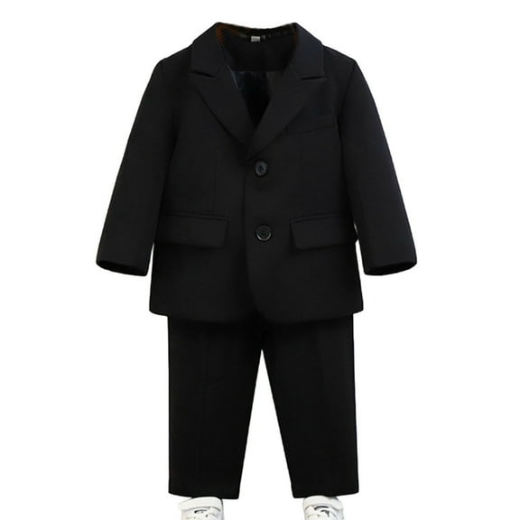 AINIYSSuits for Little Boys Formal Suit Set Wedding Ring Bearer Outfits Kids Tuxedo Suit Outfits 2 Piece Black 4-5Years