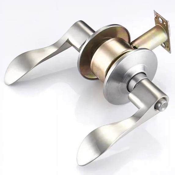 AINLARRY Stainless Steel Door Handle, Interior Door Levers Privacy for Bedroom Bathroom, Door Lock Wave Lever Door Handles