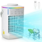 Mini Portable Air Conditioners, 3-IN-1 Evaporative Air Cooler with 4 Speeds, 700ML USB Personal Air Cooler for Home, Office, Bedroom, 7 Colors Light, Quiet Mini AC Fan for Camping, Car, RV, Travel