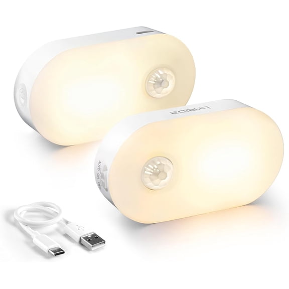 AINUO 2 Pack Rechargeable Motion Sensor Closet Light 3CCT Adjustable Brightness Magnetic Stick-On LED Night Lamp