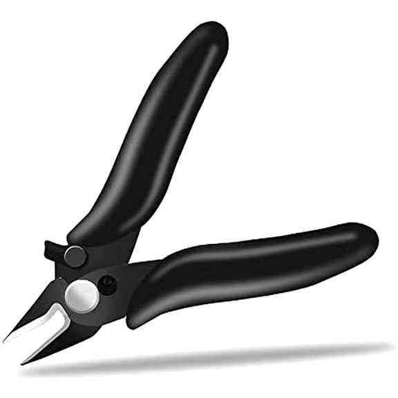 AINUO 3.5 Inch Lockable Mini Flush Wire Cutter, Spring Loaded Micro Precision Wire Snips, Compact Small Diagonal Cutting Pliers, Black