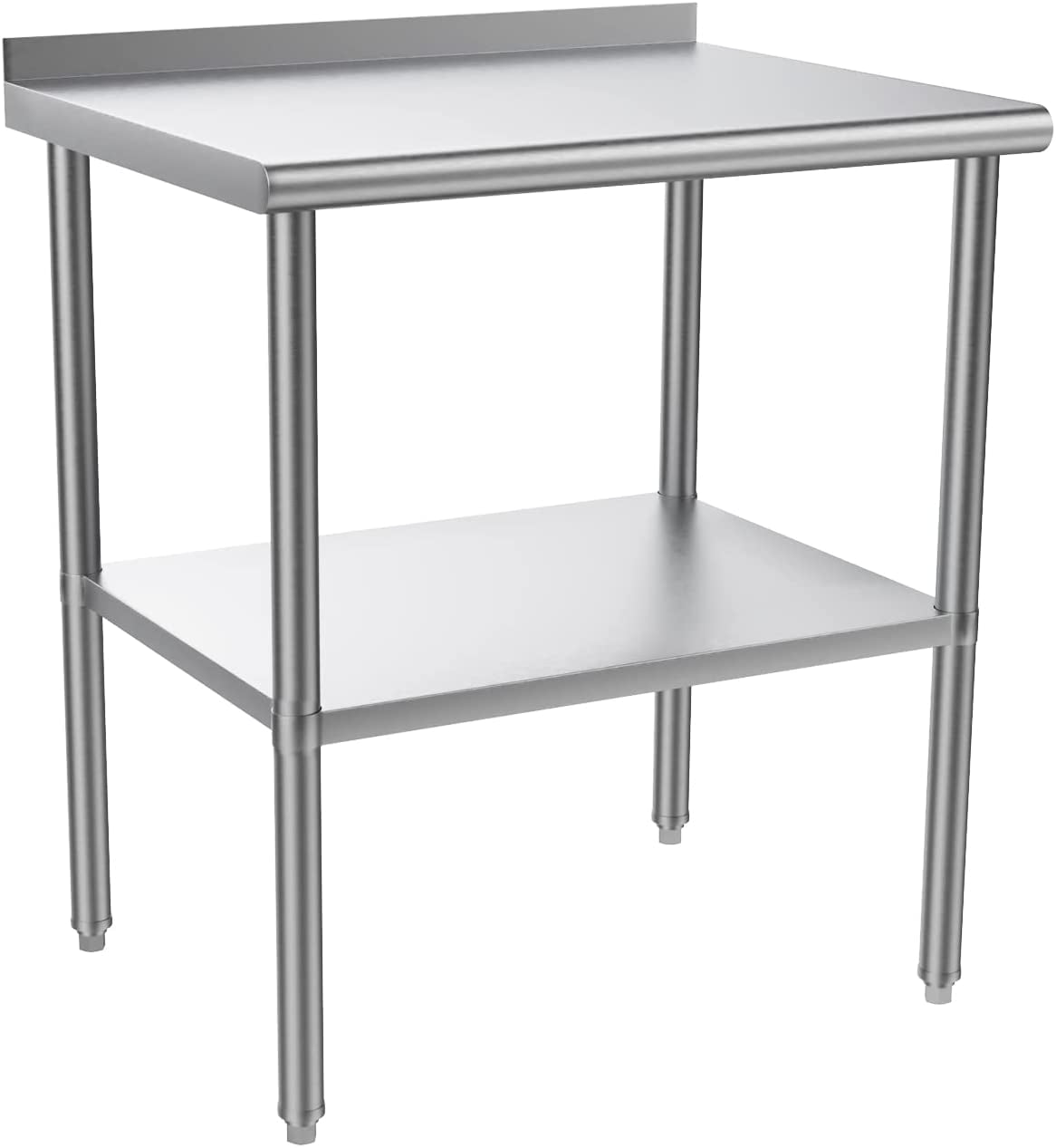 AINUO 30'' x 24'' Stainless Steel Prep & Work Table, Commercial Workstation with Adjustable Undershelf and Backsplash, Heavy Duty Metal Table for Kitchen, Restaurant, Home and Hotel