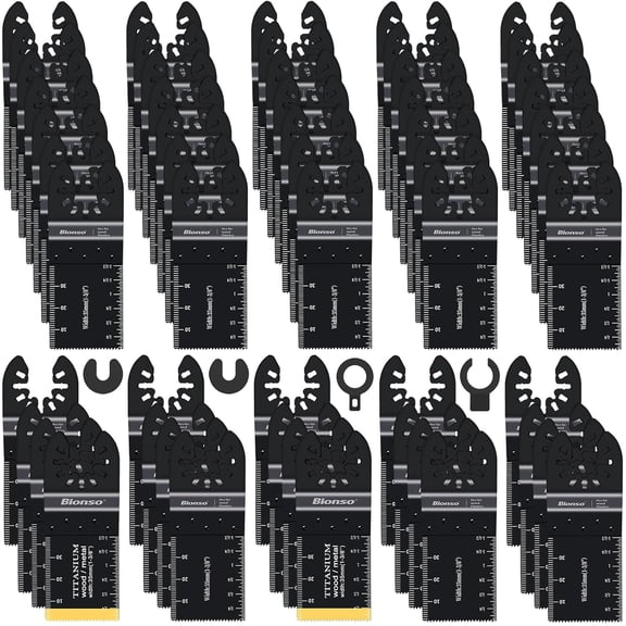 AINUO 55 PCS Oscillating Saw Blades, Titanium Universal Multi Tool Blades, Quick Release Oscillating Tool Blades for Wood Plastic Metal Cutting, Fits Dewalt Ryobi Milwaukee Rockwell Fein Makita
