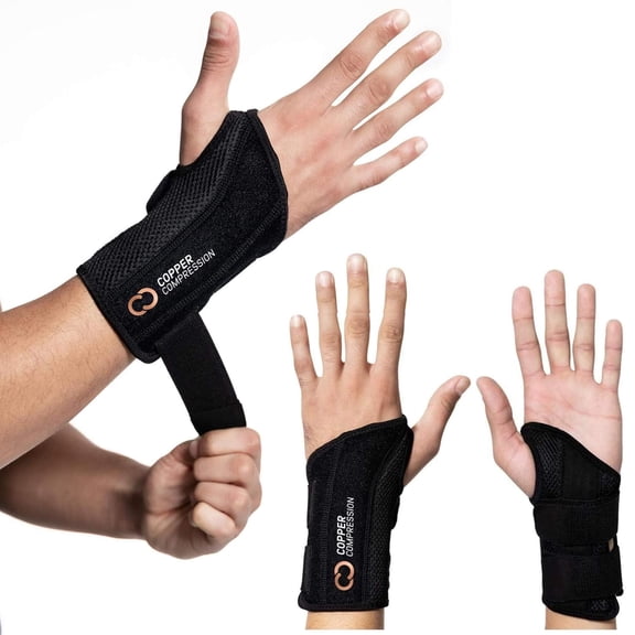 AINUO Advanced Wrist Brace - Copper Infused Adjustable Orthopedic Support Splint for Pain, Carpal Tunnel, Arthritis, Tennis Elbow, Tendinitis, RSI, Ganglion Cyst for Men Women Right S/M