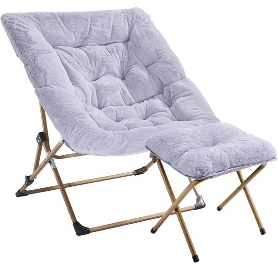 AINUO Comfy Saucer Chair, X-Large Folding Faux Fur Lounge Chair with ...
