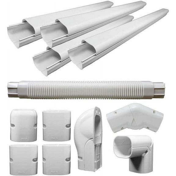 AINUO Decorative PVC Wide Line Cover Kit, Line Set Cover for Mini Split Air Conditioners & Heat Pumps, Weatherproof & Easy Install