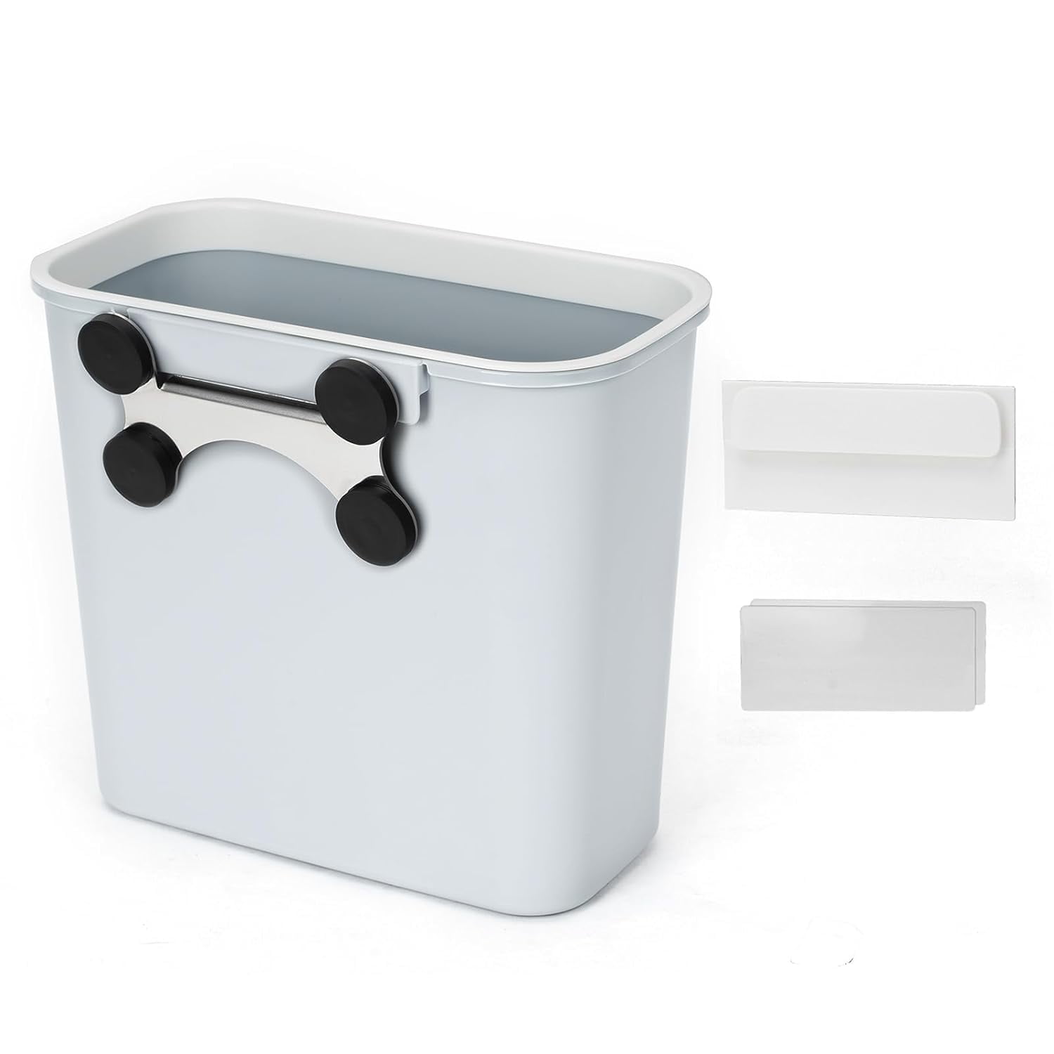 AINUO Magnetic Hanging Trash Can, 2.1 Gallon Plastic Garbage Container, Multi-Function BBQ Grill Utensils Organizer Holder for Kitchen, Bedroom, Bathroom, Camping & Grills