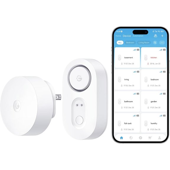 AINUO Upgraded Smart Water Leak Detector 1s with 1804ft Ultra-Long Range, WiFi Water Sensor with SMS/Email/APP Push & Sound Alarm, 5-Year Battery Life, 1 Pack for Home Basement Kitchen